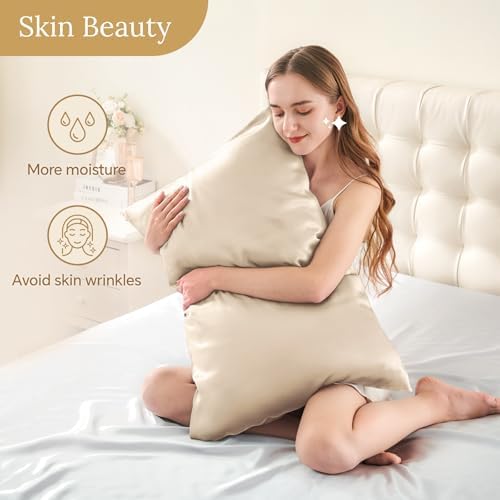 INFIIXSO Silk Pillow Cases 2 Pack, Standard Size, Hidden Zipper - Image 4