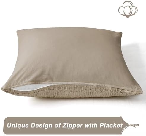 PHF 100% Cotton Waffle Weave Euro Sham Covers, 2 Pack 26" x 26" Bed Pillow - Image 4