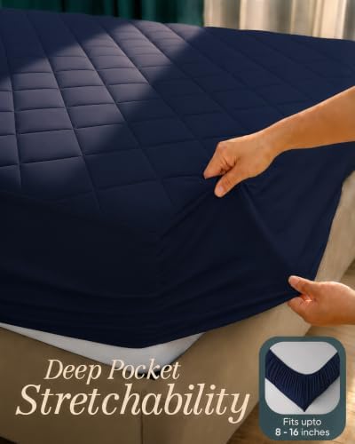 Full Mattress Pad, Quilted Mattress Protector Topper fits 16" Deep Pocket - Image 3