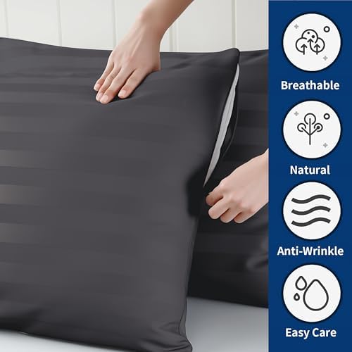King Pillow Protector Set of 2, 100% Egyptian Cotton Pillow Cases - Image 2