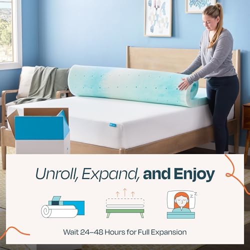 Linenspa 3 Inch Swirl Gel Memory Foam Mattress Topper, King Size – Cooling Gel - Image 5