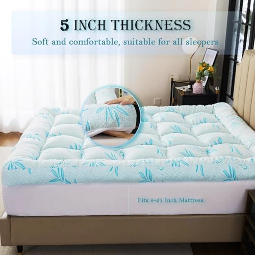 WhatsBedding 5 Inch King Mattress Topper Breathable Bamboo Viscose Air Layer - Image 4