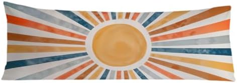 Boho Abstract Colorful Sun Body Pillow Covers 20x54, Boho Room Decor, Retro Mid by Exqcom