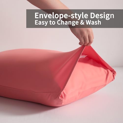 Standard Pillow Cases, 2 Pack, 20x26 in, Microfiber, Coral Pink - Image 4
