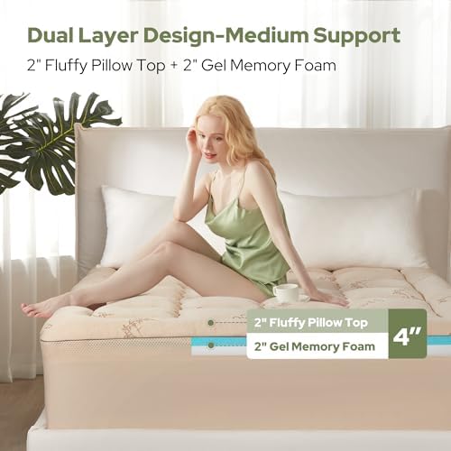 BEDLORE 4 Inch Dual Layer Memory Foam Mattress Topper Twin - Image 2