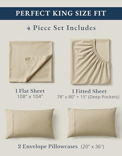 LANE LINEN 100% Organic Cotton Bed Sheets King Size, Fully Elasticized - Image 4