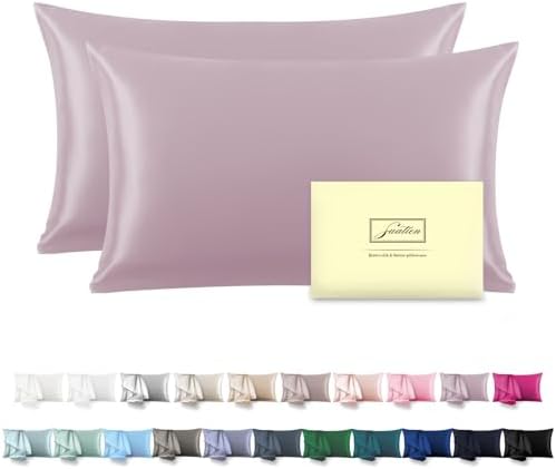 Silk Pillow Cases 2 Pack Soft Breathable and Sliky King Size Pillow Cases Set by Suatien