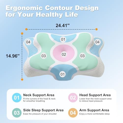 VYLEE Cervical Neck Pillow, Memory Foam Contour Pillow - Image 5