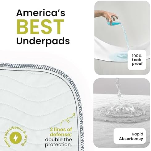 IMPROVIA® Washable Underpads, Heavy Absorbency Reusable Incontinence Pads - Image 2