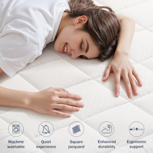 OLANLY Twin XL Quilted Mattress Pad, Down Alternative Fill, Off White - Image 2