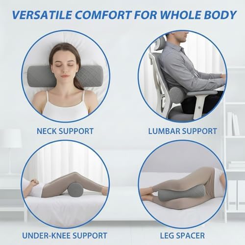 3.9" Small Neck Roll Memory Foam Pillow Cylinder, Detachable Cover - Image 5