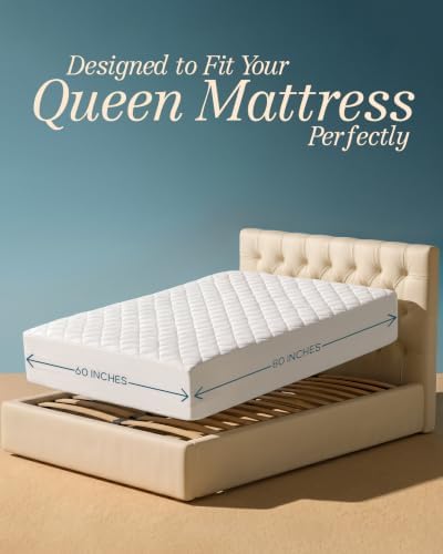 Queen Mattress Pad, Quilted Mattress Protector Topper fits 16" Deep Pocket - Image 2