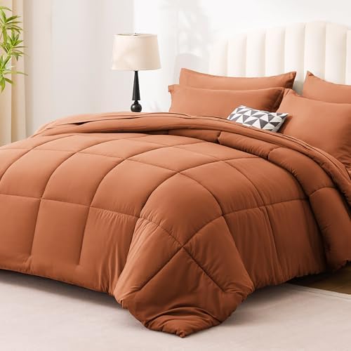 Love's cabin California King Comforter Set Burnt Orange, 7 Pieces California - Image 2