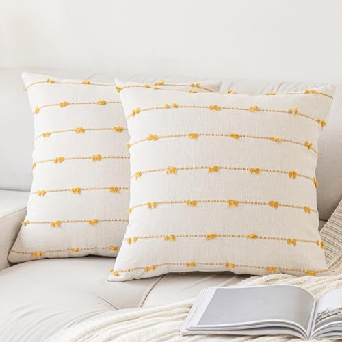 YEENAASY Boho Throw Pillow Covers 24x24 Set of 2 Farmhouse Pillow Cases by YEENAASY