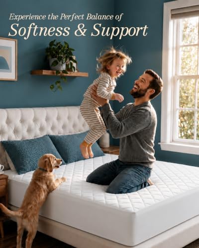 Queen Mattress Pad, Quilted Mattress Protector Topper fits 16" Deep Pocket - Image 6