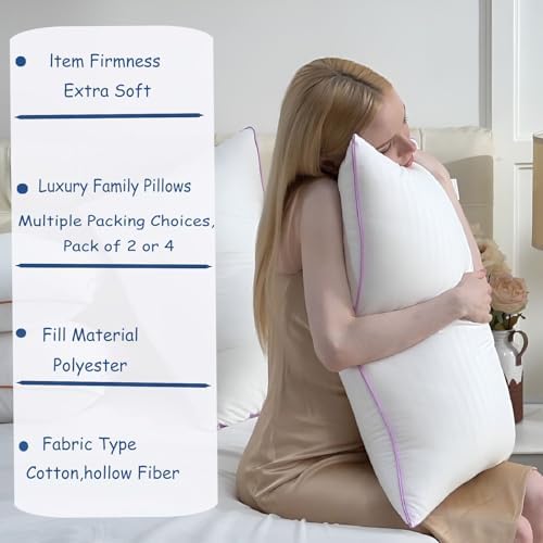VAINOC Pillows Queen Size Set of 2, Breathable Hotel Collection Bed Pillows - Image 4