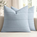 MIULEE Euro Decorative Linen Throw Pillow Covers 24x24 Light Blue Striped by MIULEE