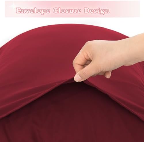 Pom Poms Pillow Shams King Size Set of 2, Burgundy Decorative Pillowcases - Image 4