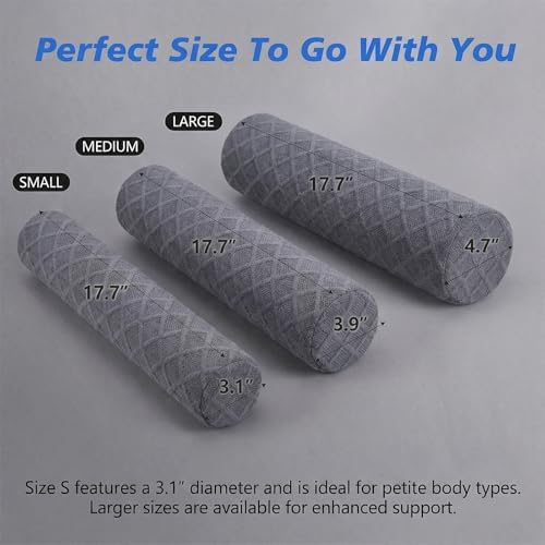 3.9" Small Neck Roll Memory Foam Pillow Cylinder, Detachable Cover - Image 3