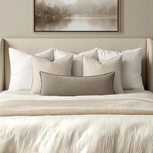 MIULEE Decorative Linen Lumbar Pillow Cover 14x36 Inch Tan Taupe - Image 4