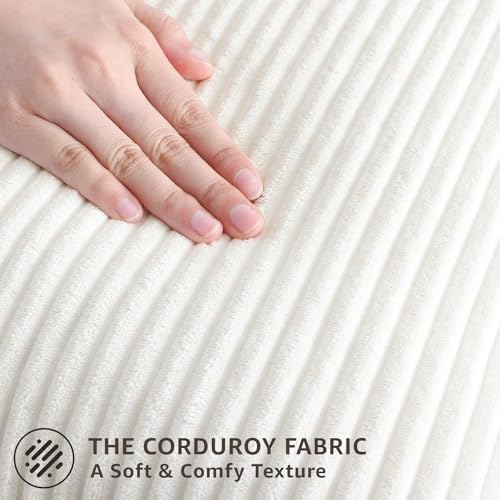 Mecatny Corduroy Decorative Throw Pillow Covers 12x20 Set of 2 White - Image 4