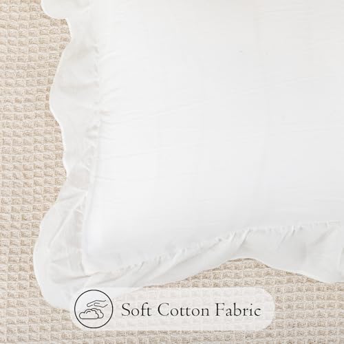 JoraLion Ruffled Lumbar Pillow Cover 16x24 Solid White - Image 5