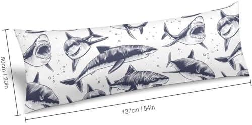 Navy Blue Sharks Swimming in Sea Body Pillow Cover - Image 2