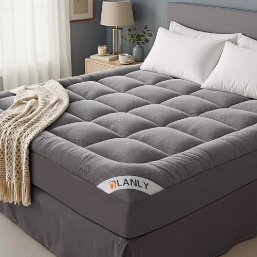 OLANLY Full Bamboo Viscose Cooling Mattress Topper, Light Gray by OLANLY