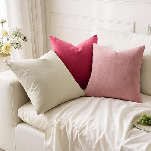 MIULEE Cream Chenille Couch Throw Pillow Covers - Image 5