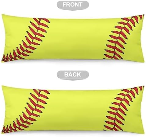 Sport Theme Body Pillow Cover Sports Yellow and Red Baseball Laces Softball - Image 4
