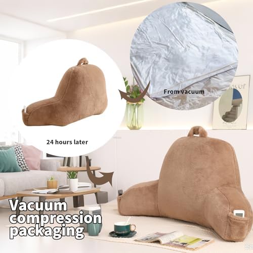 Large Plush Backrest Pillow for Sitting in Bed, Faux Fur - Image 4