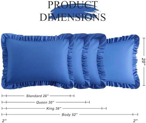 Ruffled Standard Pillow Shams, 2 Pack, 20x26 Inches, Royal Blue - Image 3