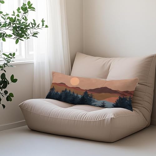 Boho Sun Mountain 20x54 Body Pillow Cover Case, Mid Century Modern Sun Mountain - Image 5