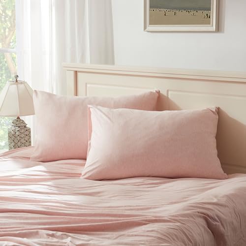H HOUSEHOLD 100% Jersey Knit Cotton Queen Size Pillowcases Set of 2, Super Soft by HHOUSEHOLD