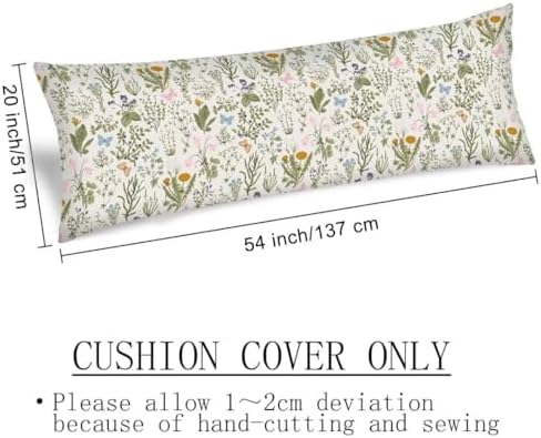 Spring Floral Body Pillow Cover 20x54, Vintage Garden Plants - Image 3