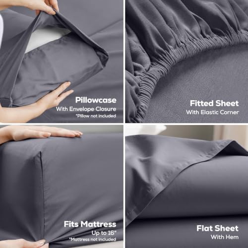 Twin Sheets Set, 3 Pieces 16" Deep Pocket Hotel Luxury Bed Sheets - Image 3