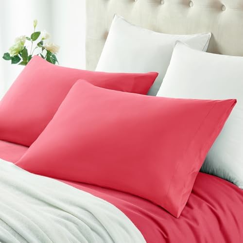 MILVOWOC Brushed Microfiber Queen Pillowcases, Hot Pink, 20 x 30 Inch - Image 2