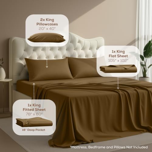 King Sheets Set, 4 Pieces 16" Deep Pocket Hotel Luxury Bed Sheets - Image 2