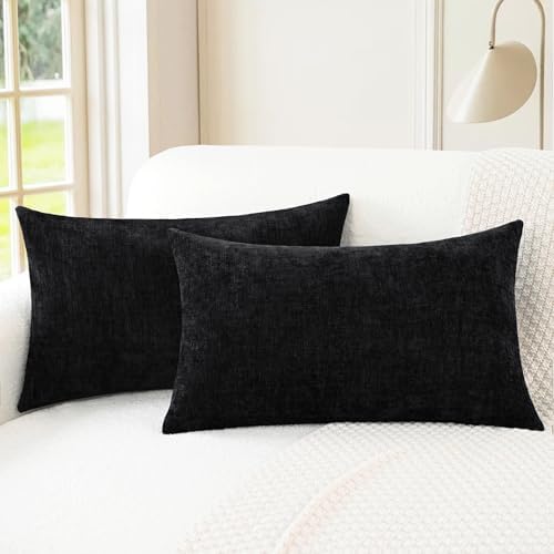 CaliTime Decorative Couch Throw Pillow Covers 20 X 12 Inches Black by CaliTime