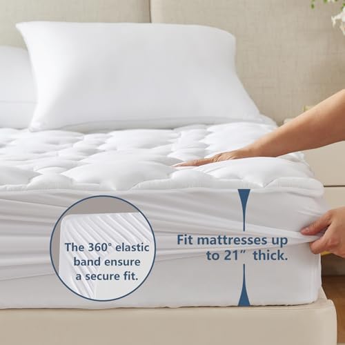 CozyLux Queen Mattress Pad, 450GSM Quilted Cooling Cotton Top Mattress Topper - Image 5