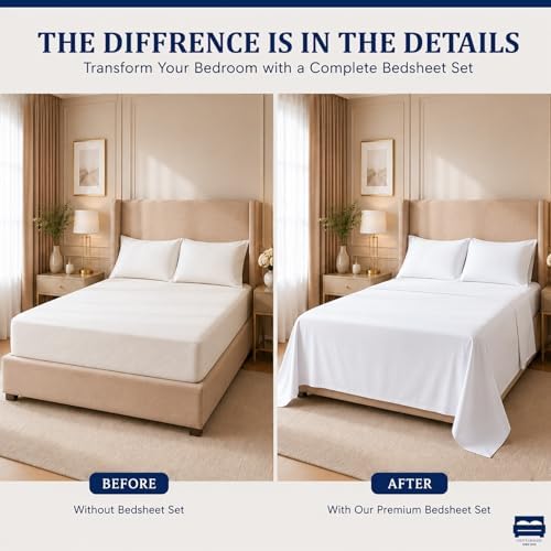 Cottingon 4 Piece Queen Sheets Fits 16" Deep, Egyptian Cotton - Image 4
