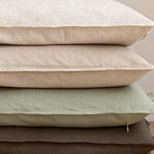 Foindtower Linen Solid Decorative Throw Pillow Cover 22x22 Inch Light Green - Image 5