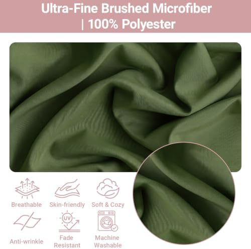 Set of 2 Microfiber Ruffle Pillow Cases Standard Size Olive Green - Image 2