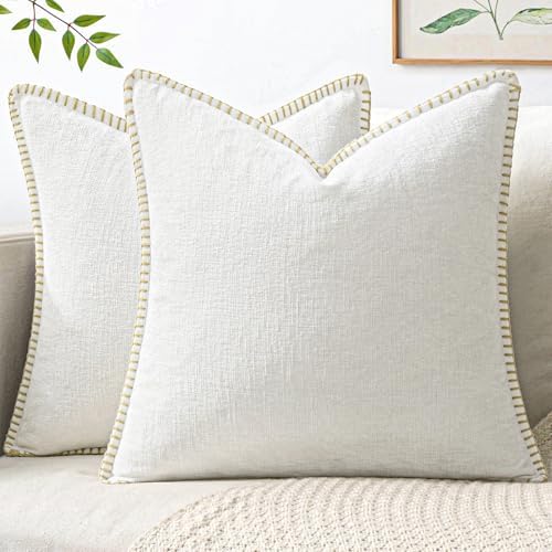 MIULEE Decorative Couch Throw Pillow Covers 20x20 Inch Pure White 2 Pack by MIULEE