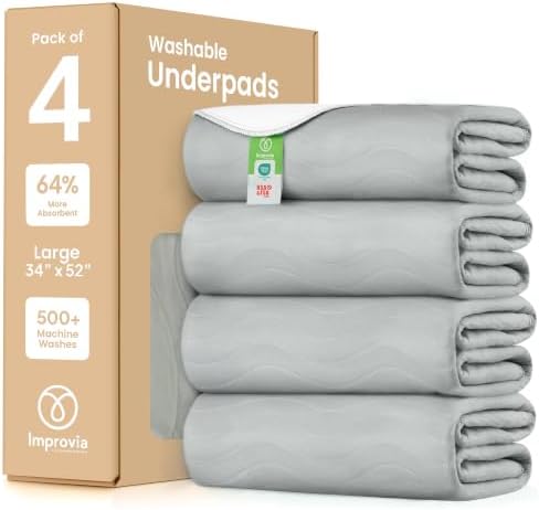 IMPROVIA® Washable Underpads, Heavy Absorbency Reusable Incontinence Pads by IMPROVIA