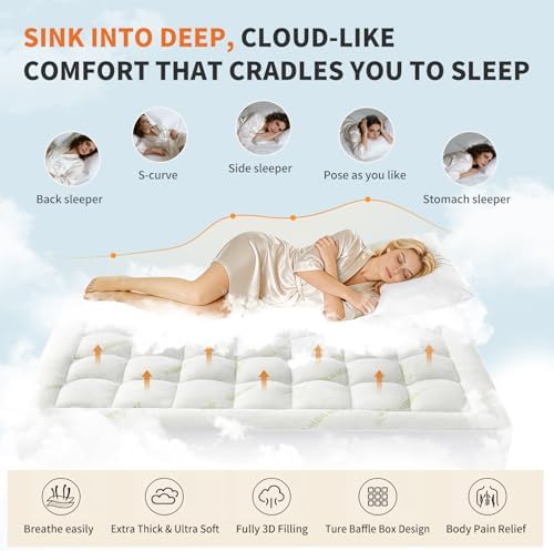 Sweetcrispy King Cooling Bamboo Mattress Topper - Image 2