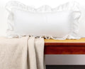 JoraLion Ruffled Lumbar Pillow Cover 16x24 Solid White by JoraLion