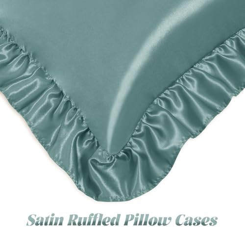 Homiest Sage Green Ruffle Satin Body Pillow Cover - Image 5