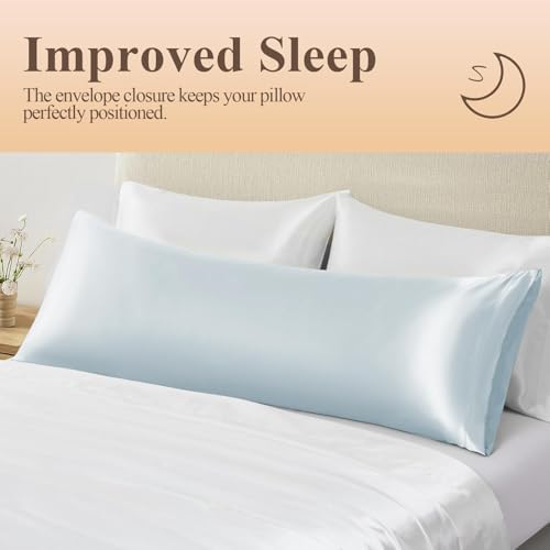 Silk Like Satin Body Pillowcase, Baby Blue, 1 Pack, 20x54 Inches - Image 5