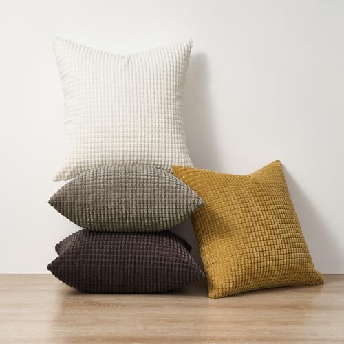 Topfinel Pack of 4 Gold Brown Throw Pillow Covers 18x18 Inch - Image 5